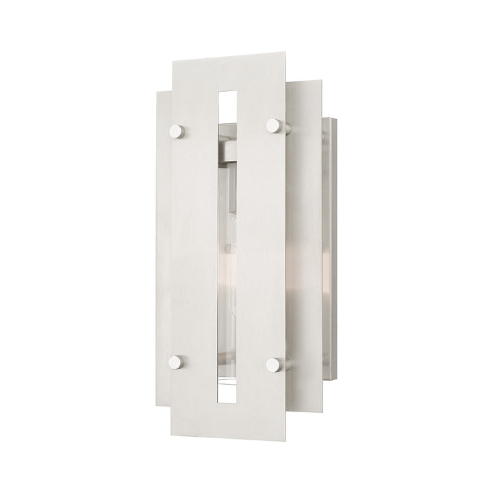 1 Light Brushed Nickel Outdoor Wall Lantern by Livex Lighting
