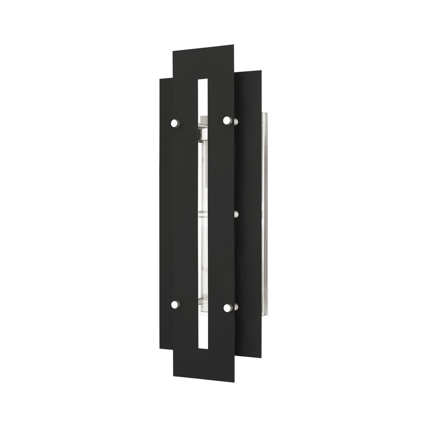 1 Light Black & Brushed Nickel Outdoor Wall Lantern by Livex Lighting