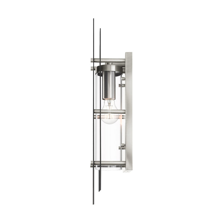 1 Light Black & Brushed Nickel Outdoor Wall Lantern