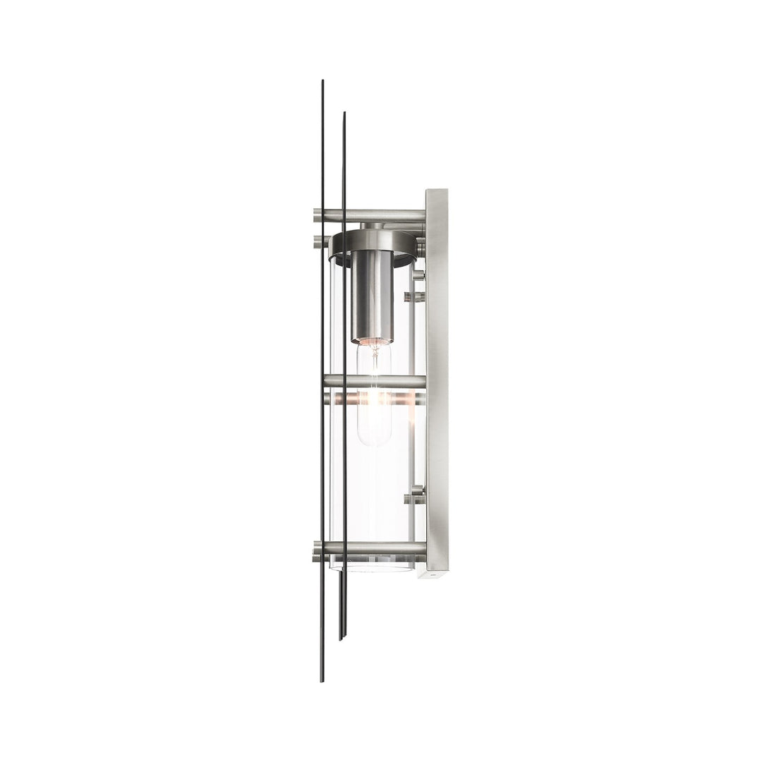 1 Light Black & Brushed Nickel Outdoor Wall Lantern