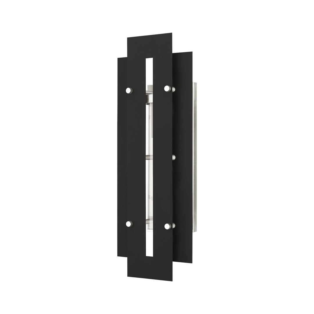 1 Light Black & Brushed Nickel Outdoor Wall Lantern