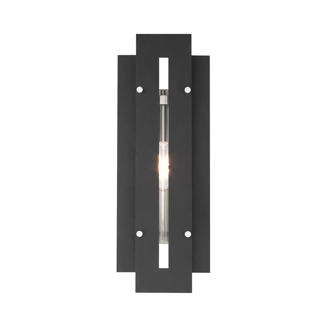 1 Light Black & Brushed Nickel Outdoor Wall Lantern