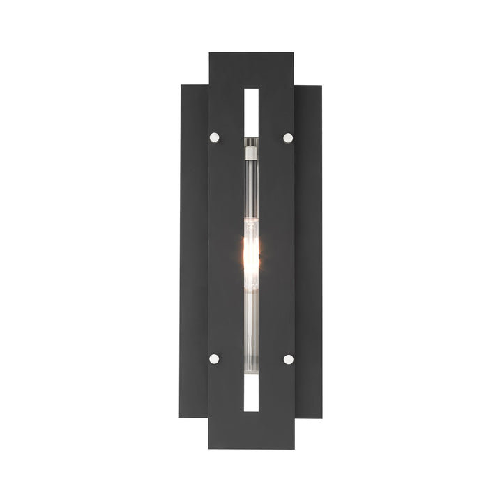 1 Light Black & Brushed Nickel Outdoor Wall Lantern