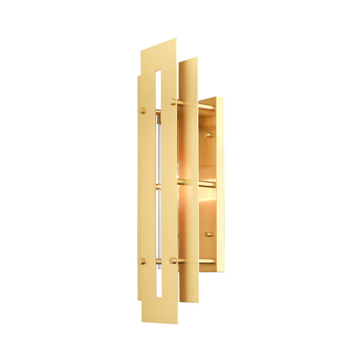 1 Light Satin Brass Outdoor Wall Lantern