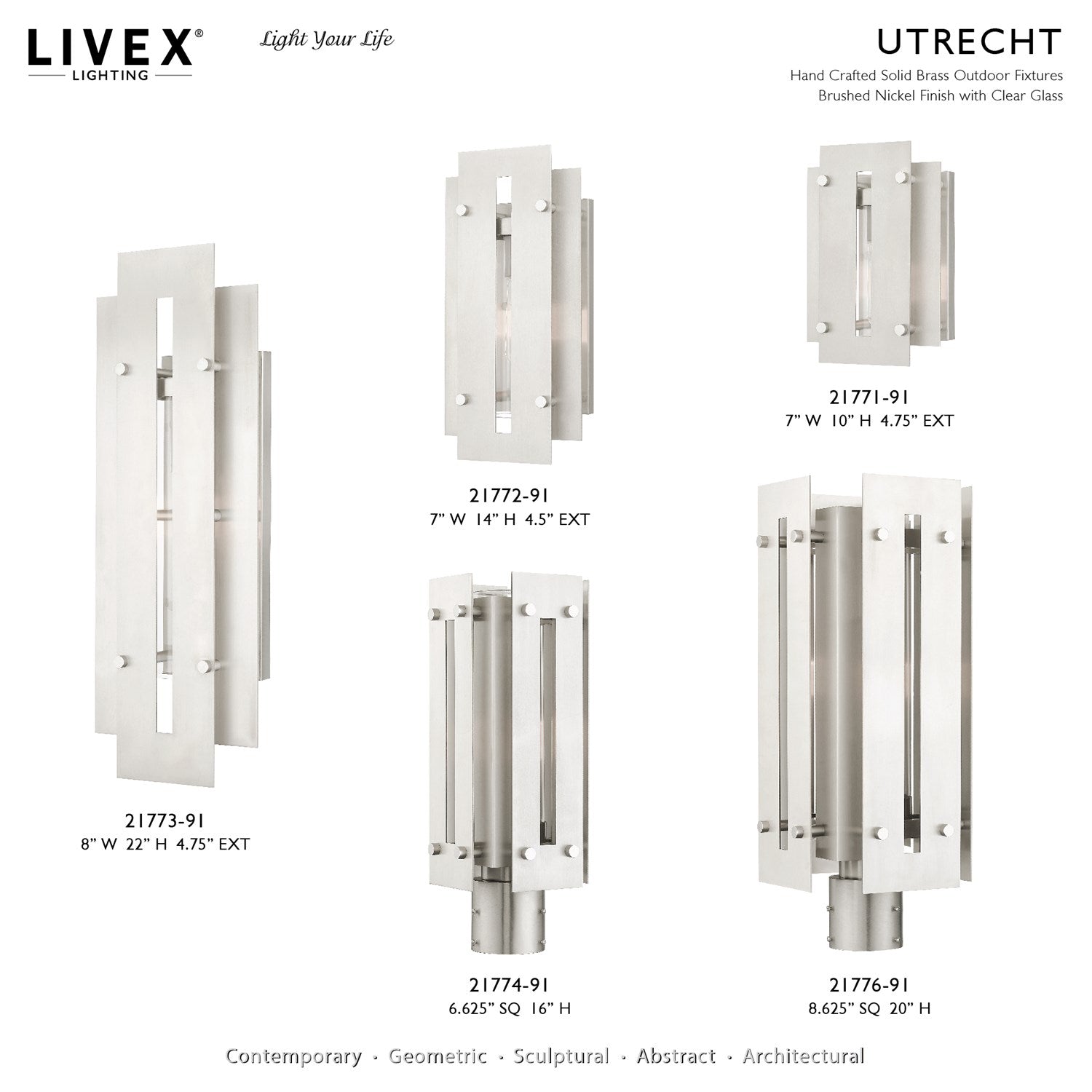 1 Light Brushed Nickel Outdoor Wall Lantern