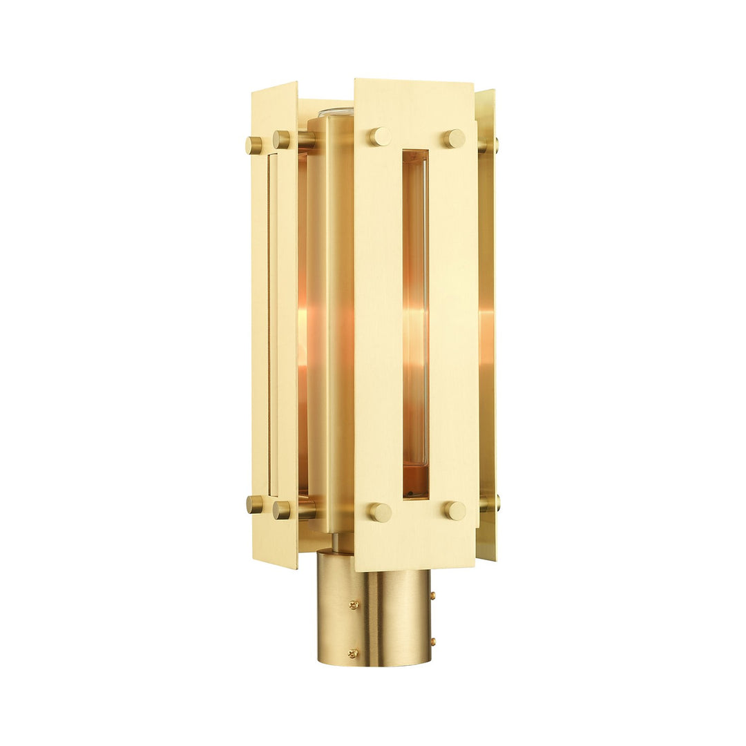 1 Light Satin Brass Outdoor Post Top Lantern by Livex Lighting