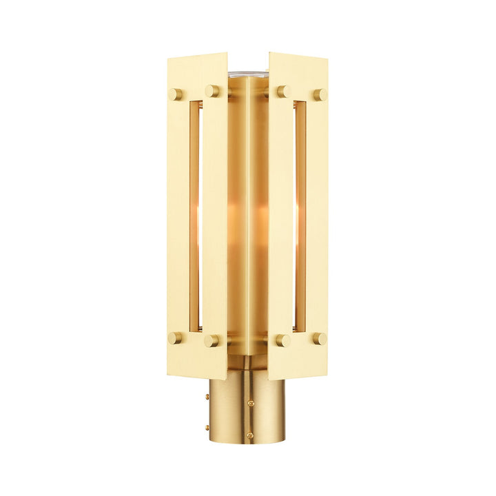1 Light Satin Brass Outdoor Post Top Lantern