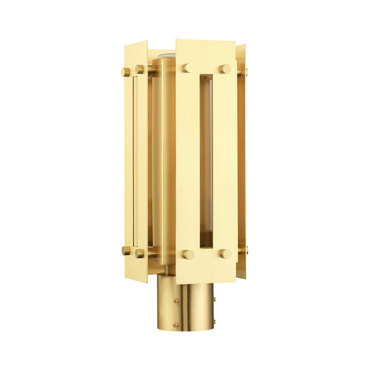 1 Light Satin Brass Outdoor Post Top Lantern