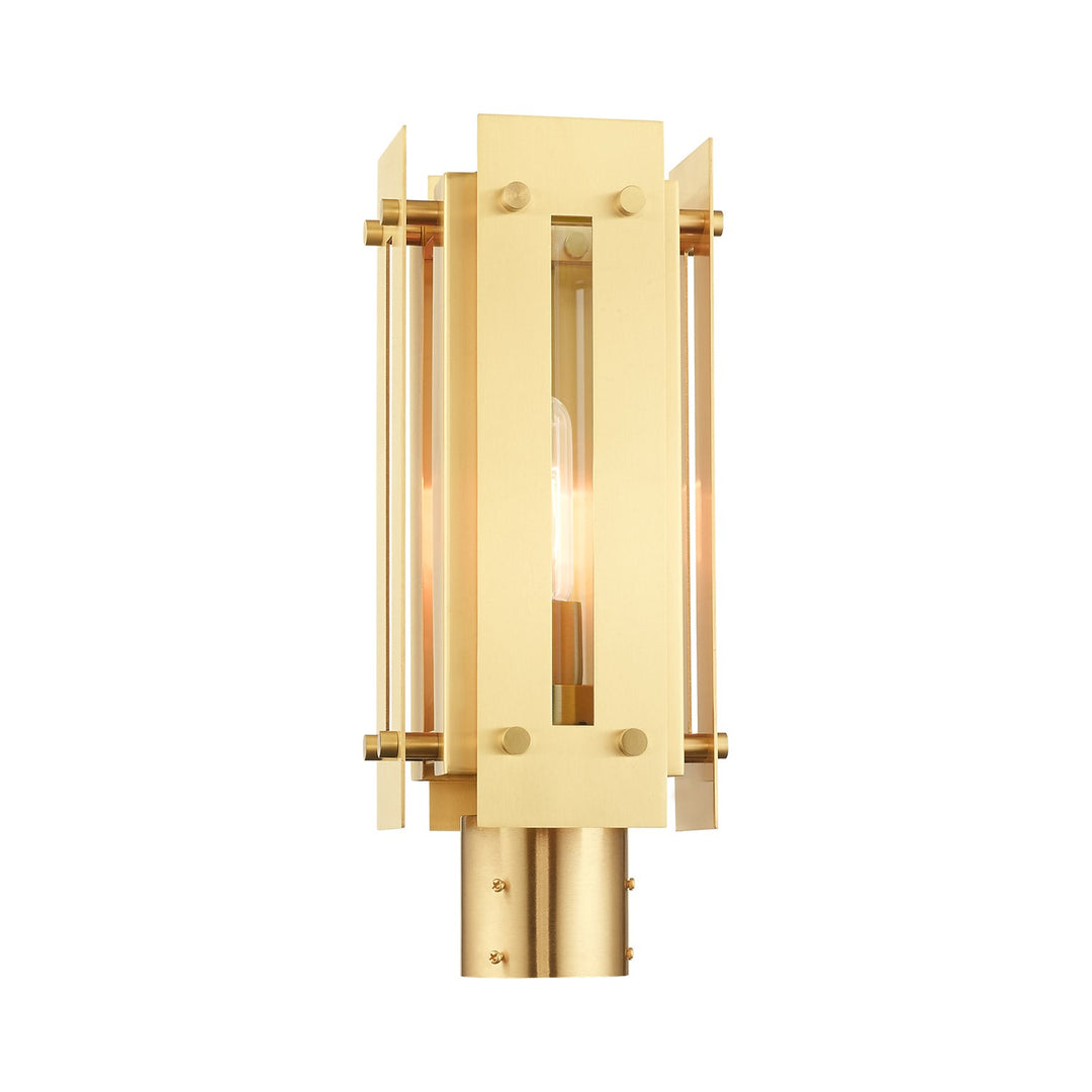 1 Light Satin Brass Outdoor Post Top Lantern