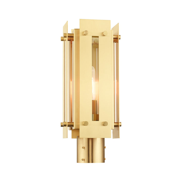 1 Light Satin Brass Outdoor Post Top Lantern