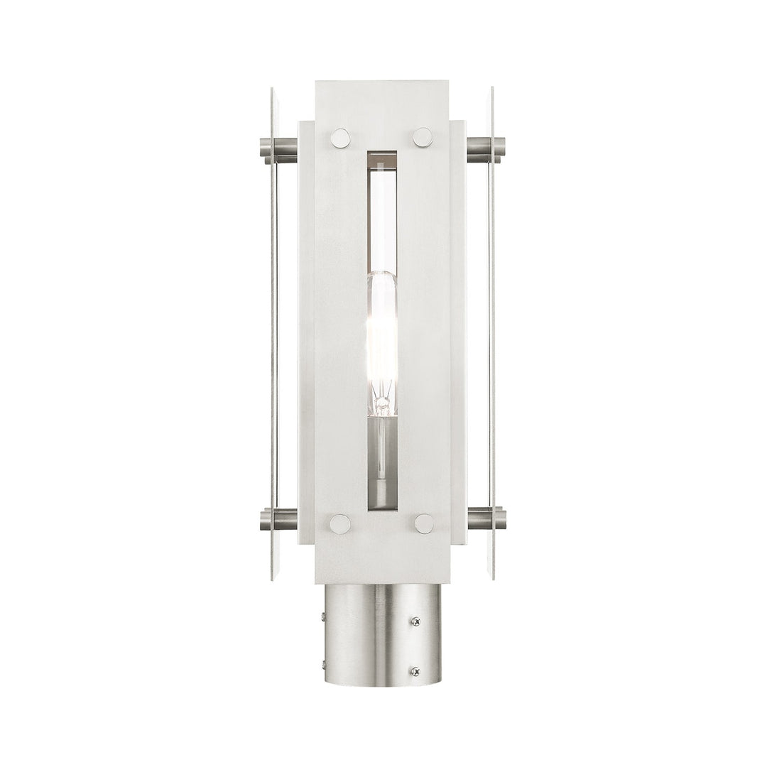 1 Light Brushed Nickel Outdoor Post Top Lantern