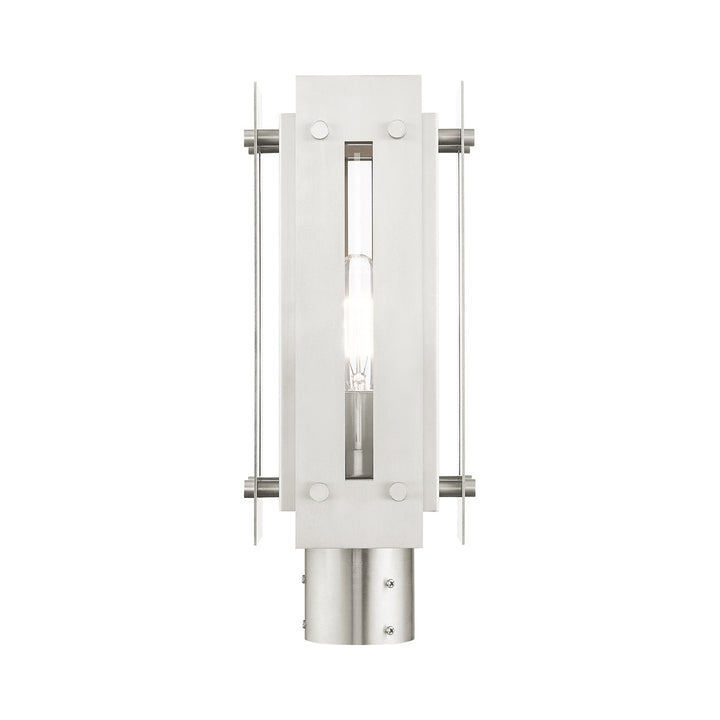 1 Light Brushed Nickel Outdoor Post Top Lantern