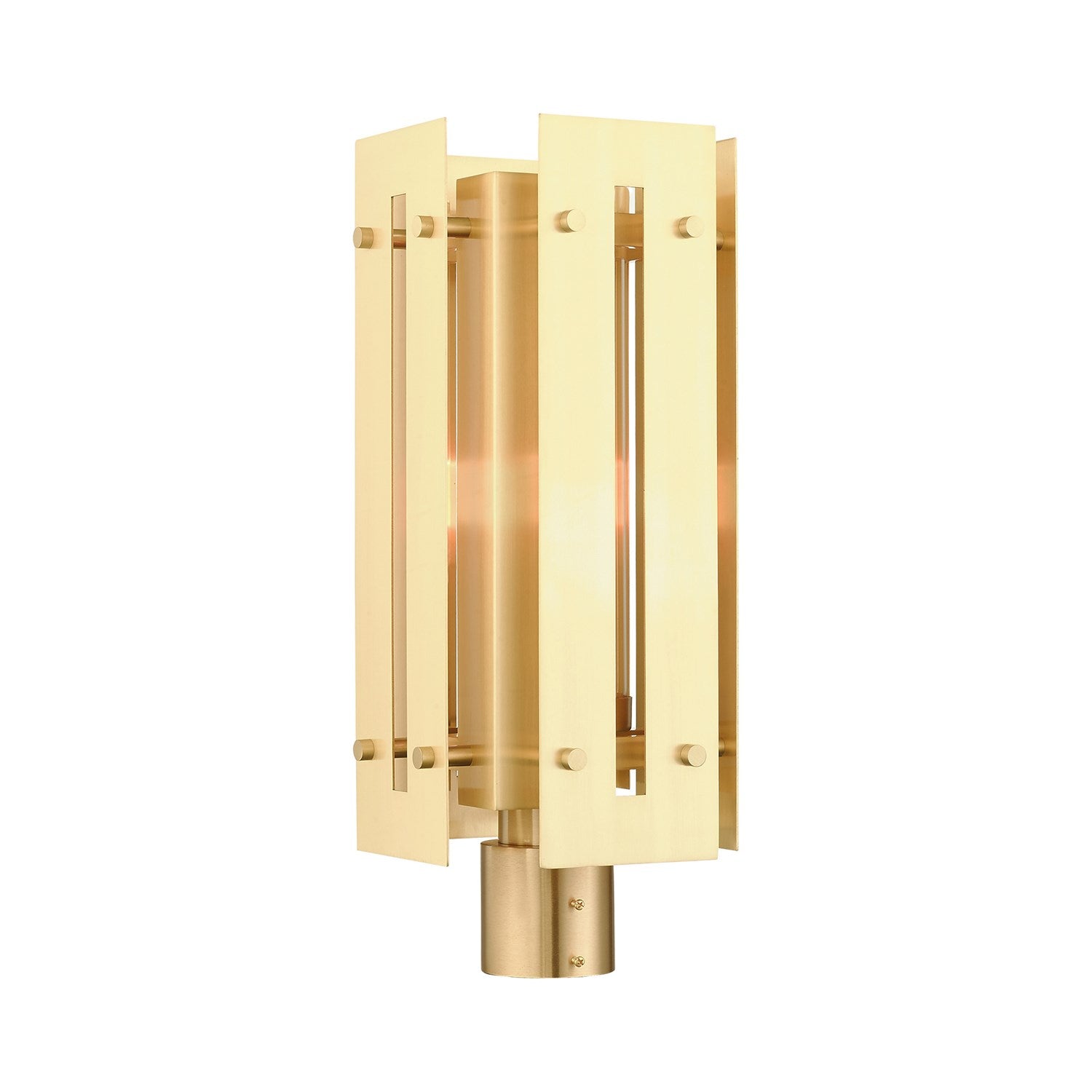1 Light Satin Brass Outdoor Post Top Lantern by Livex Lighting