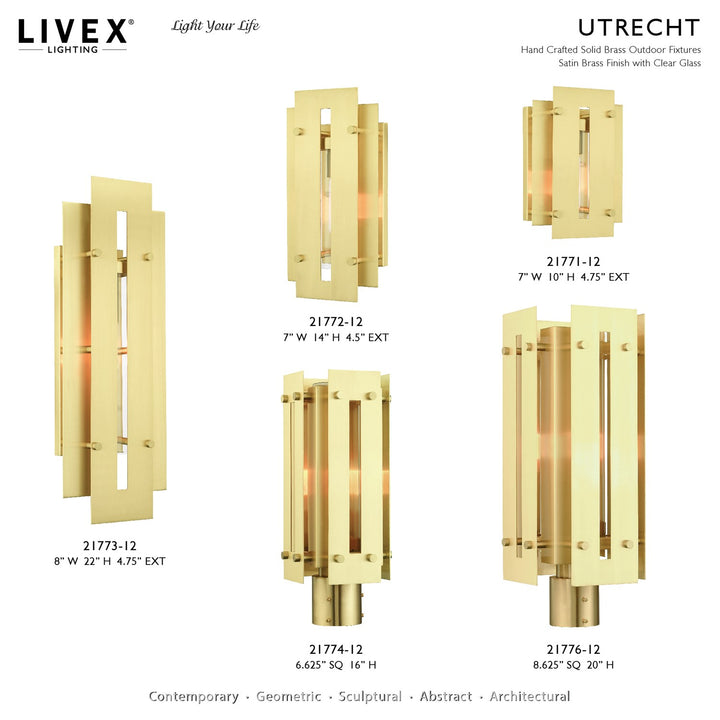 1 Light Satin Brass Outdoor Post Top Lantern