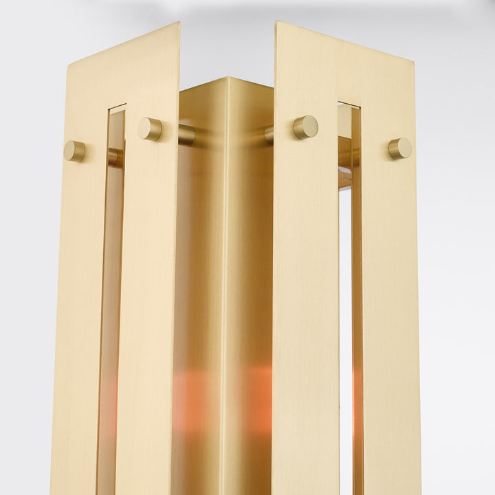 1 Light Satin Brass Outdoor Post Top Lantern