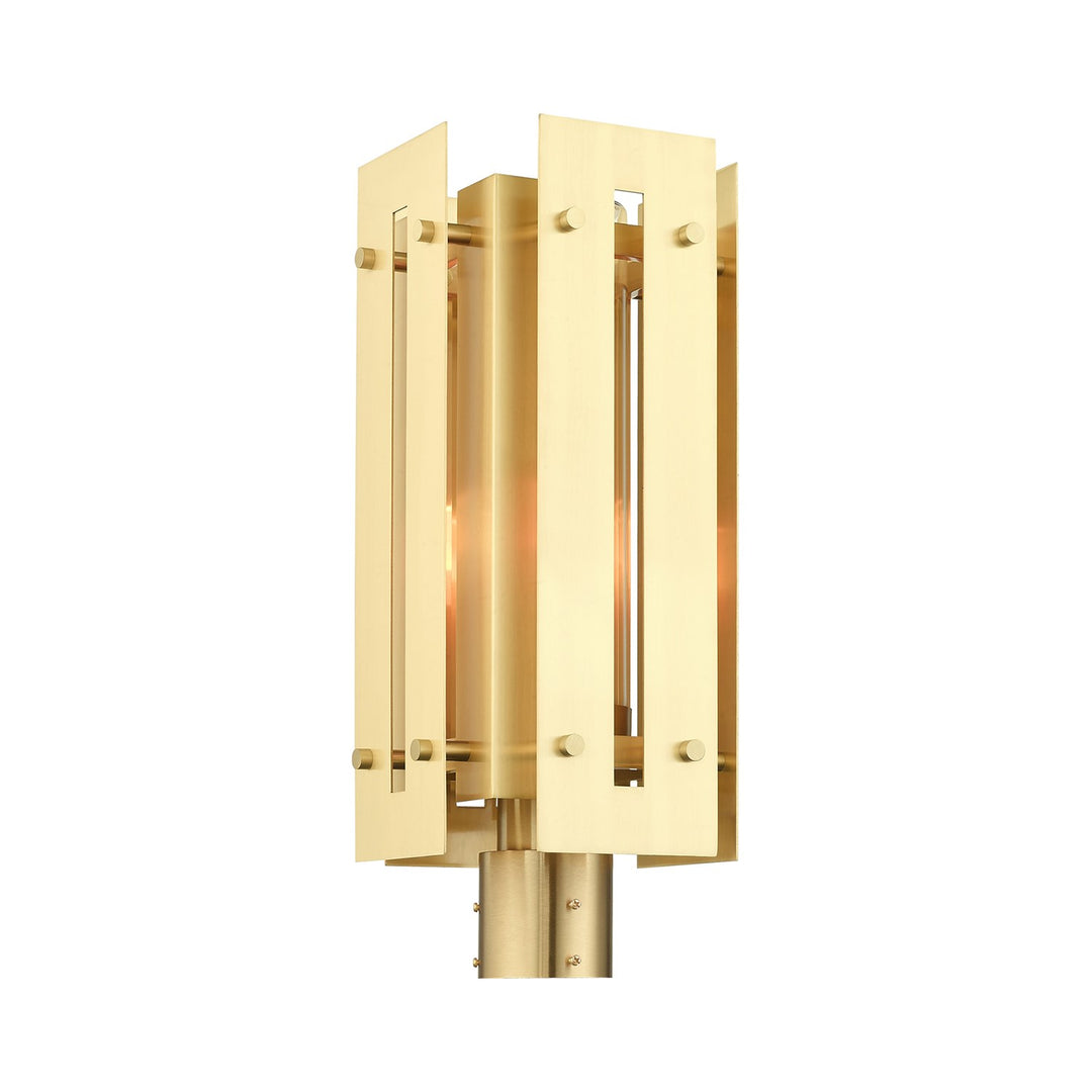 1 Light Satin Brass Outdoor Post Top Lantern