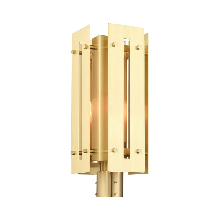 1 Light Satin Brass Outdoor Post Top Lantern