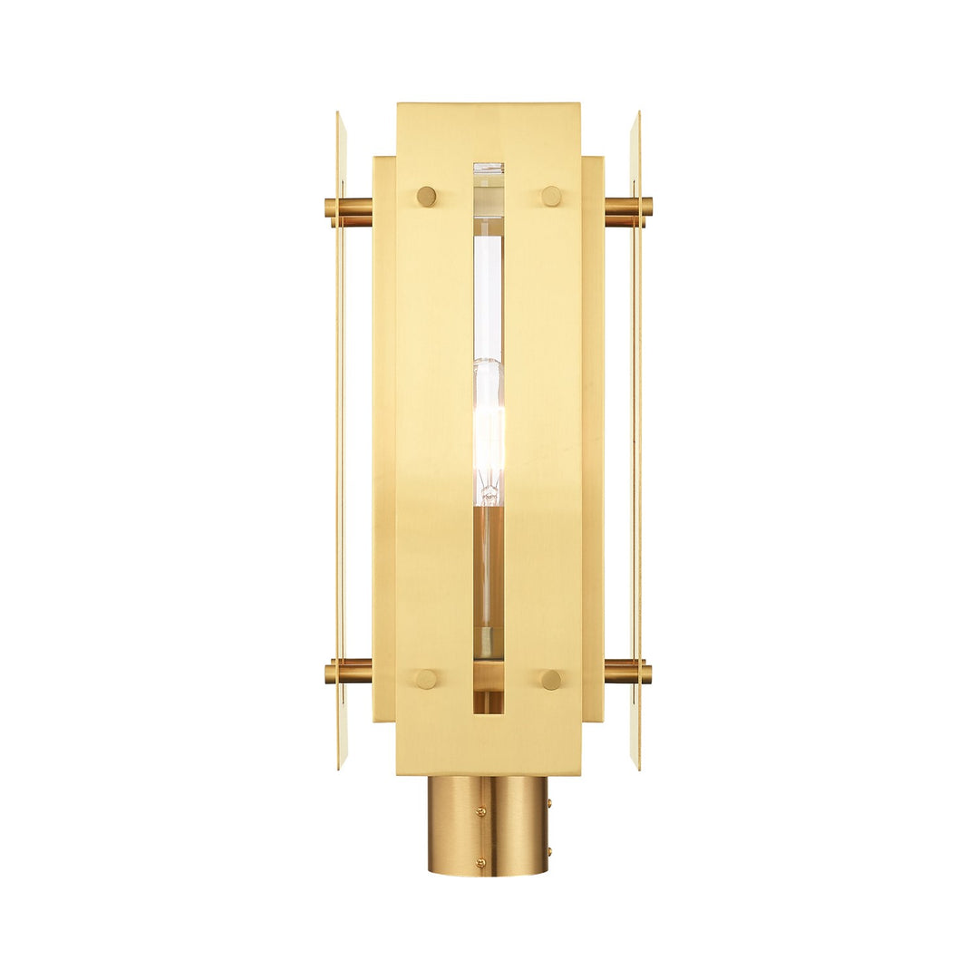 1 Light Satin Brass Outdoor Post Top Lantern