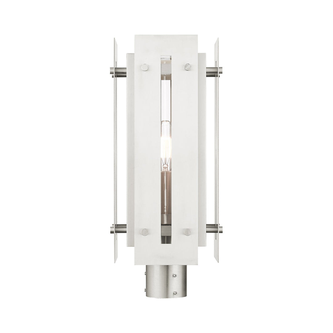 1 Light Brushed Nickel Outdoor Post Top Lantern