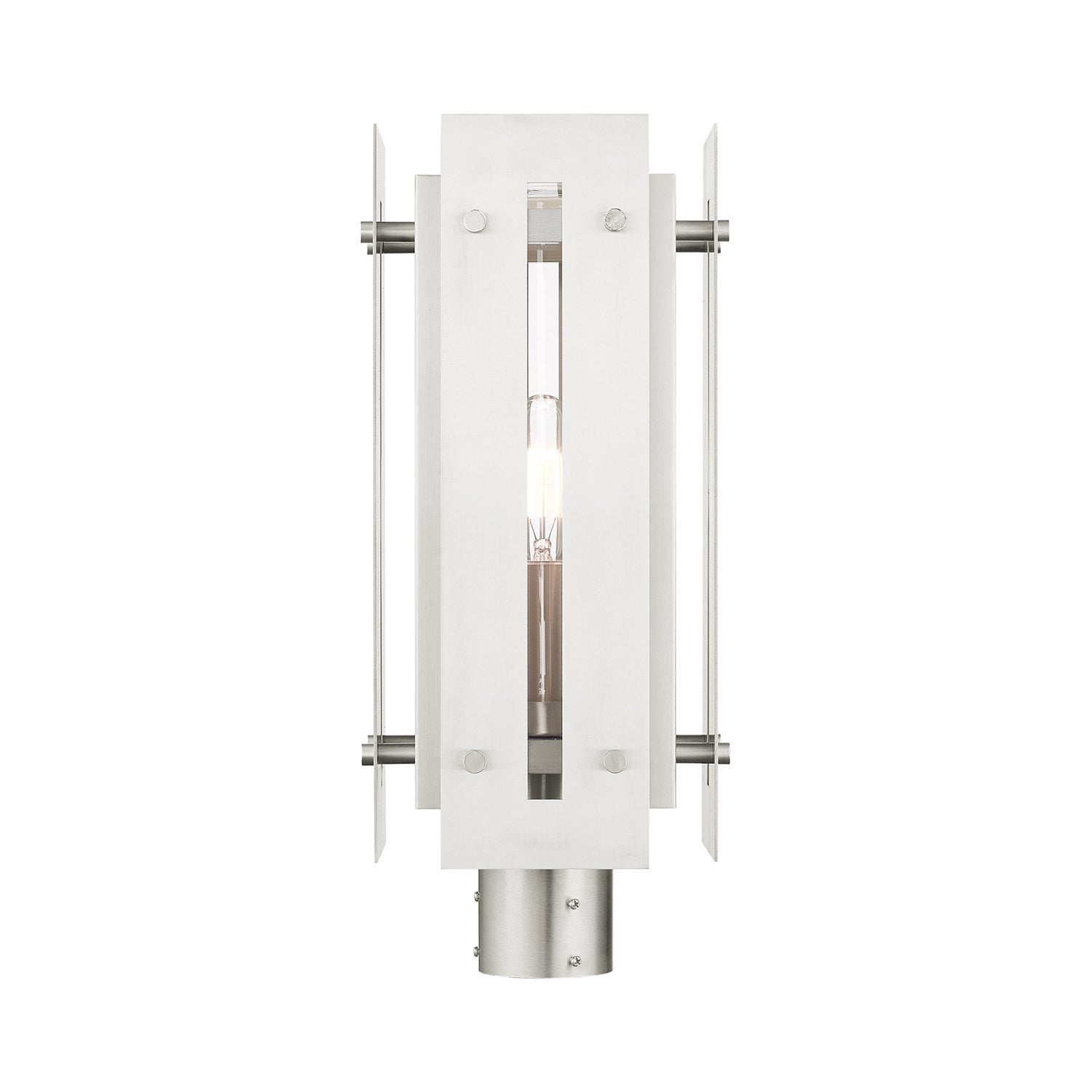 1 Light Brushed Nickel Outdoor Post Top Lantern