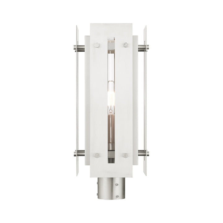 1 Light Brushed Nickel Outdoor Post Top Lantern