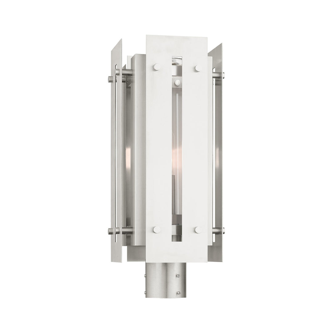1 Light Brushed Nickel Outdoor Post Top Lantern
