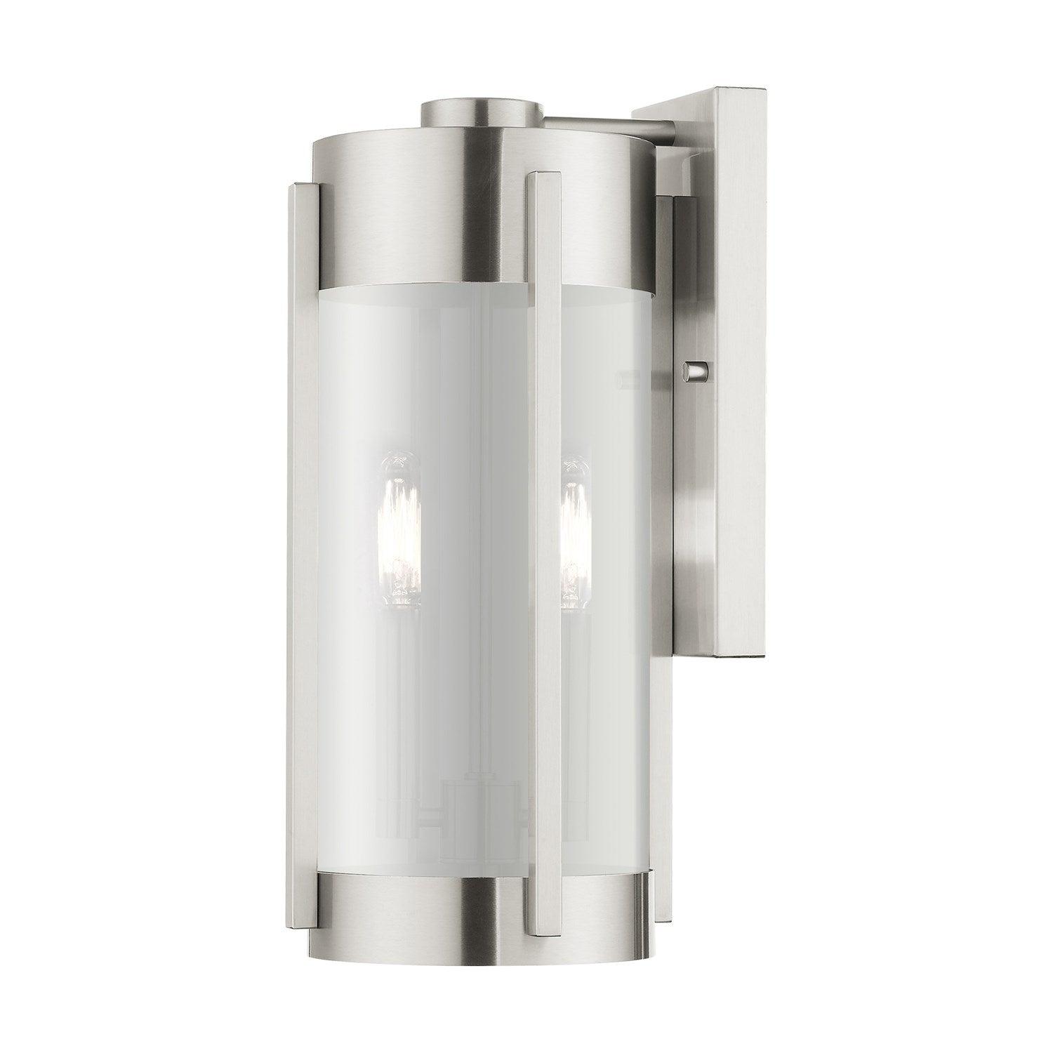 2 Light Brushed Nickel Outdoor Wall Lantern by Livex Lighting