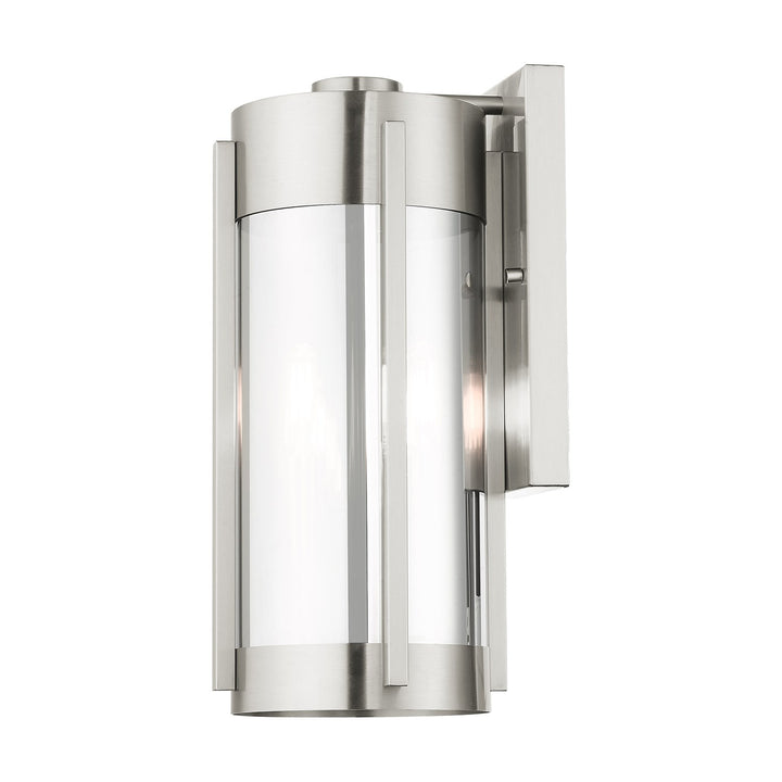 2 Light Brushed Nickel Outdoor Wall Lantern