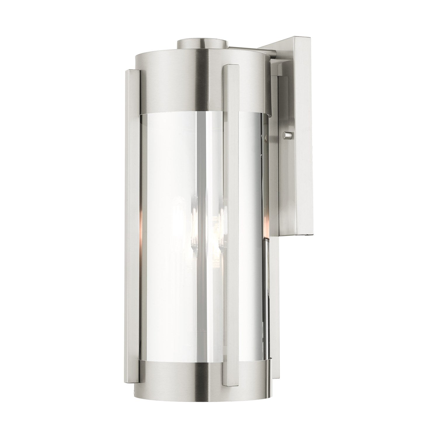 3 Light Brushed Nickel Outdoor Wall Lantern by Livex Lighting