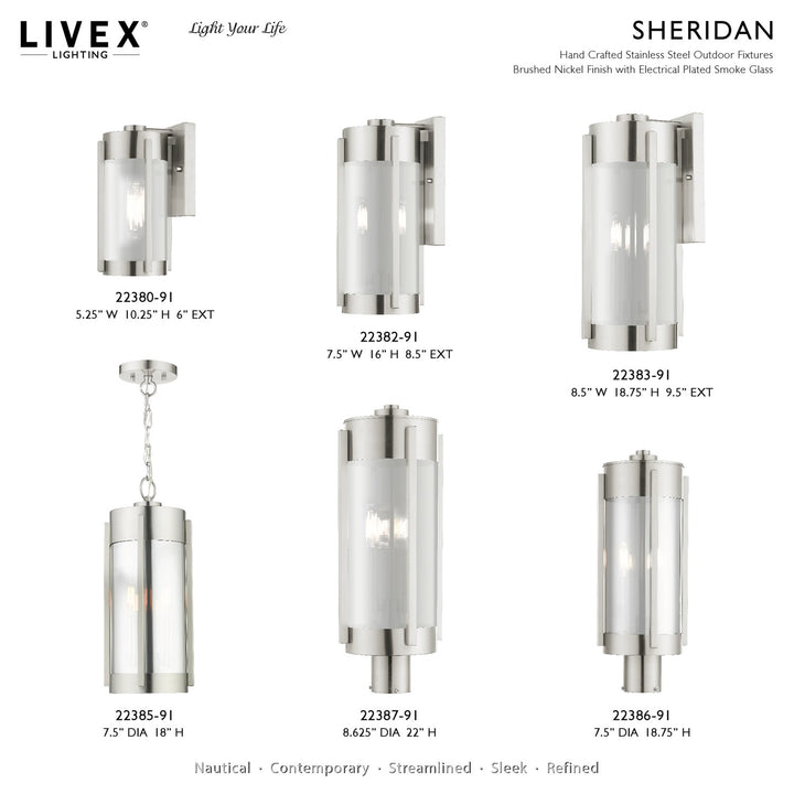 3 Light Brushed Nickel Outdoor Wall Lantern