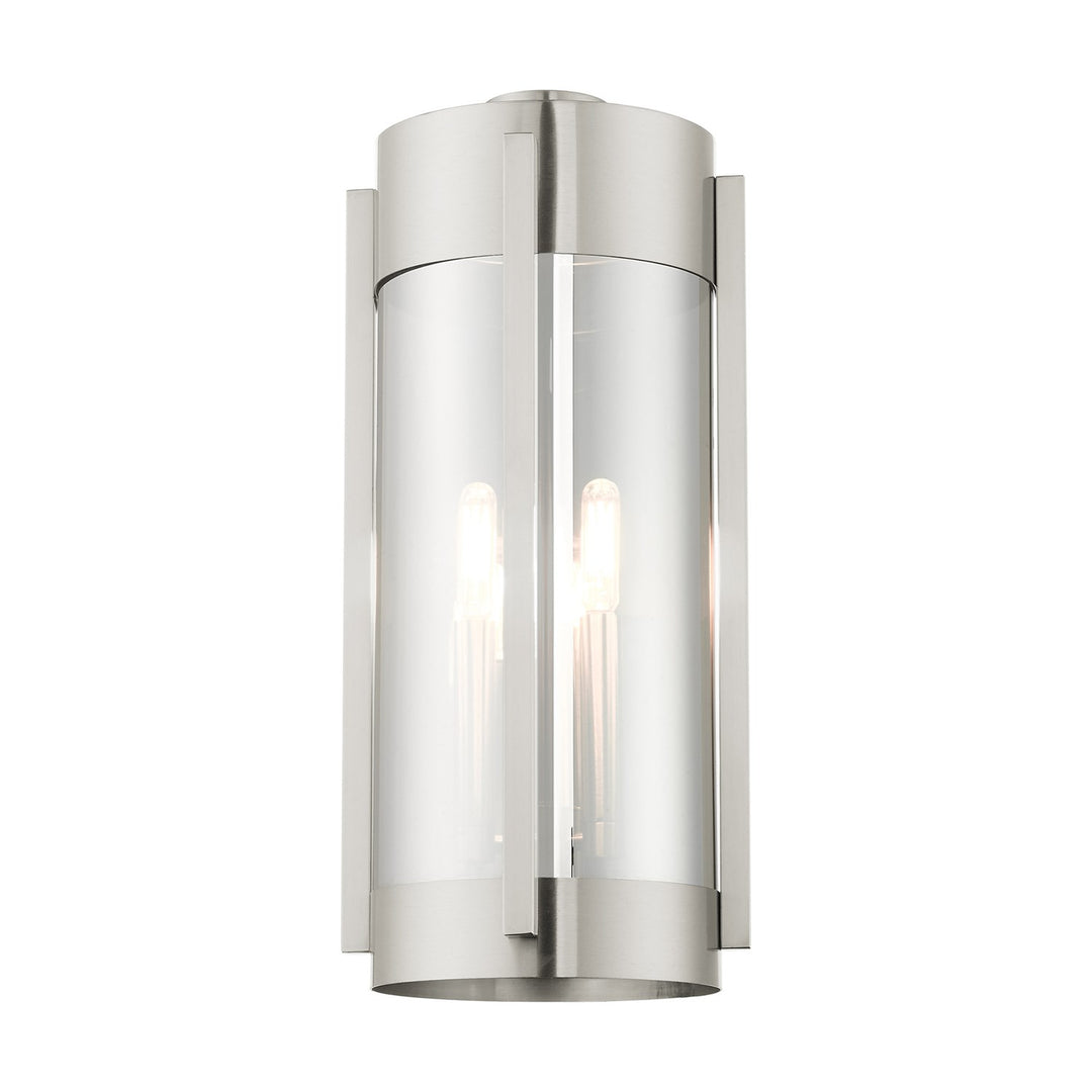 3 Light Brushed Nickel Outdoor Wall Lantern