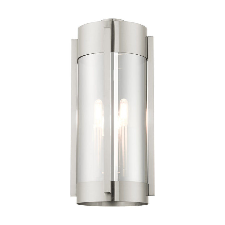 3 Light Brushed Nickel Outdoor Wall Lantern