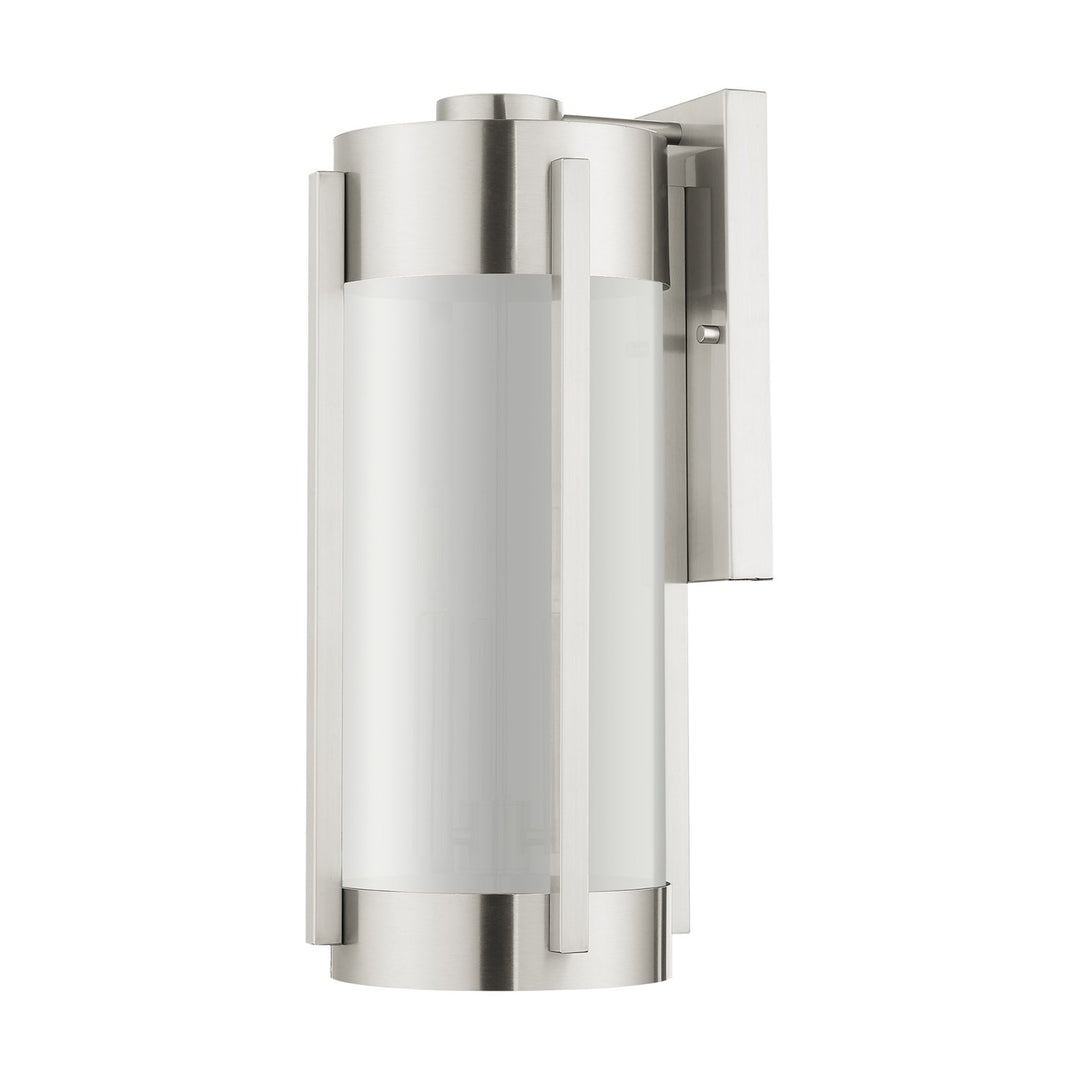 3 Light Brushed Nickel Outdoor Wall Lantern