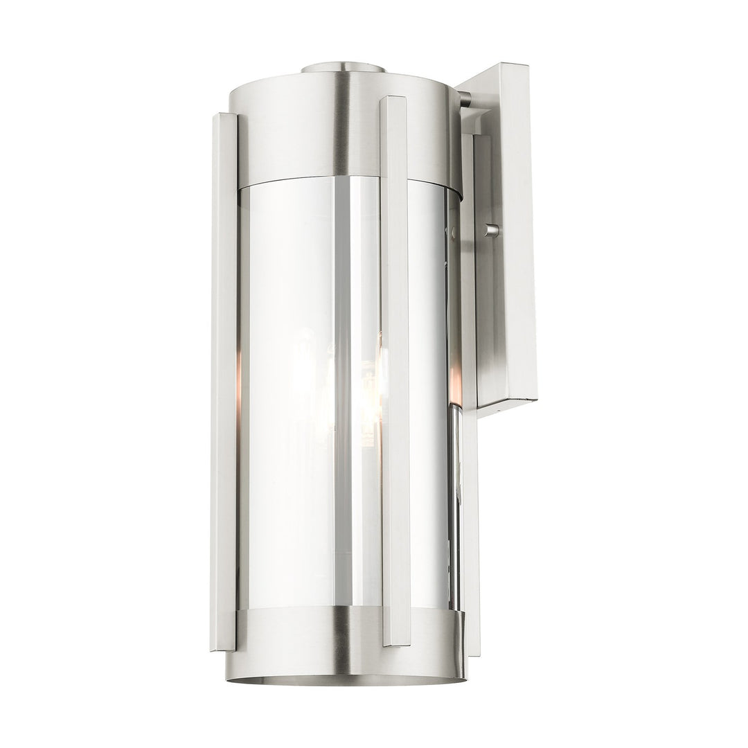 3 Light Brushed Nickel Outdoor Wall Lantern