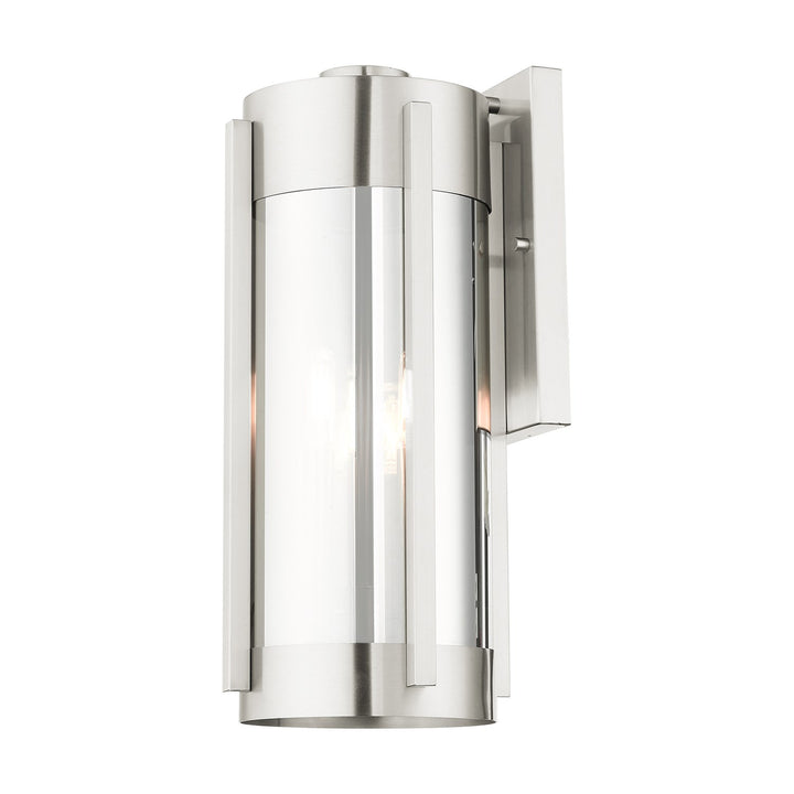 3 Light Brushed Nickel Outdoor Wall Lantern