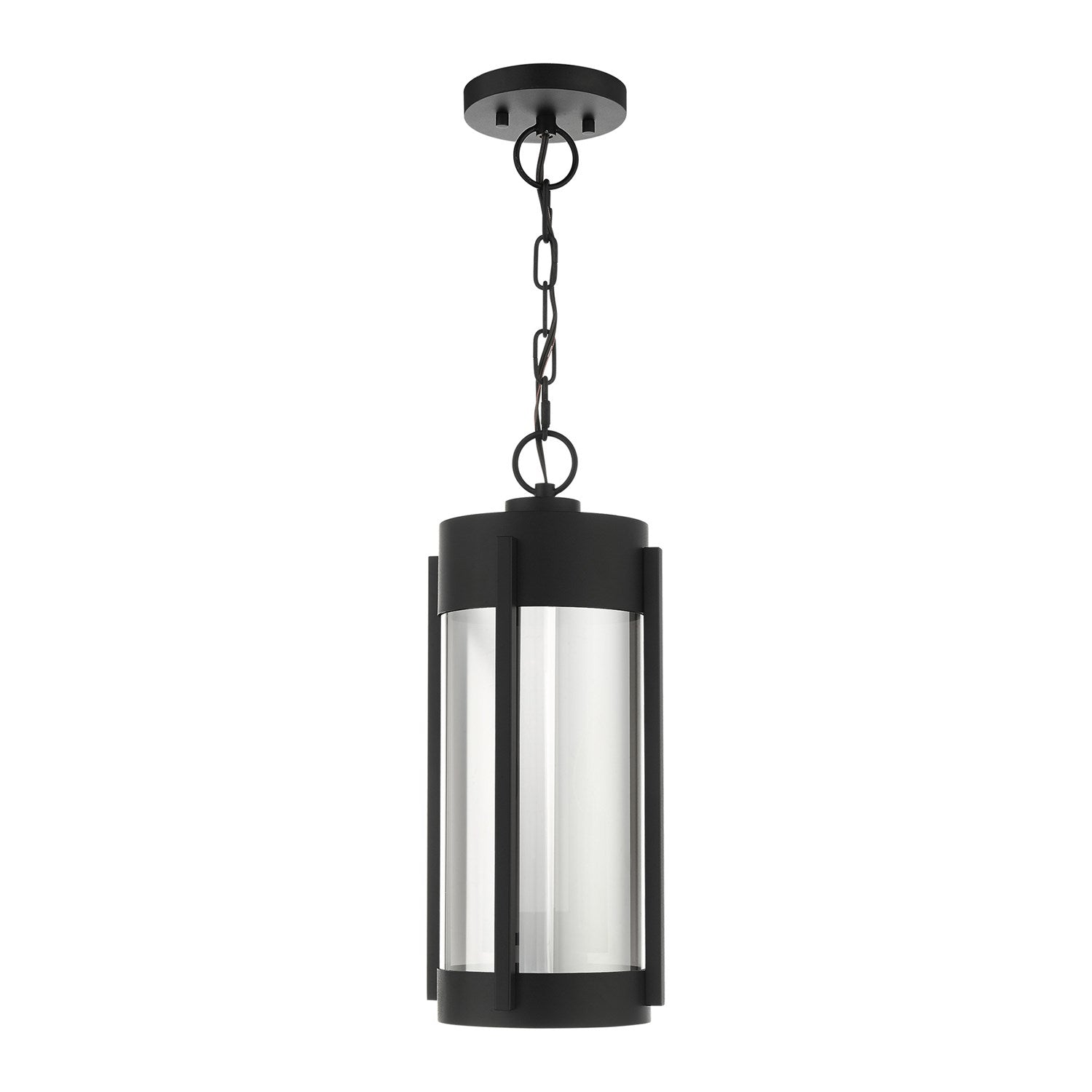 2 Light Black Outdoor Pendant Lantern