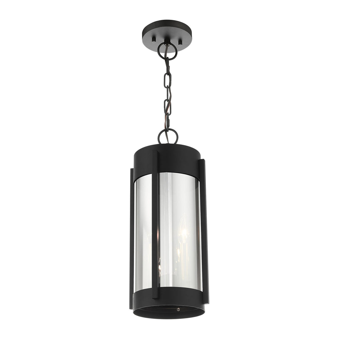 2 Light Black Outdoor Pendant Lantern