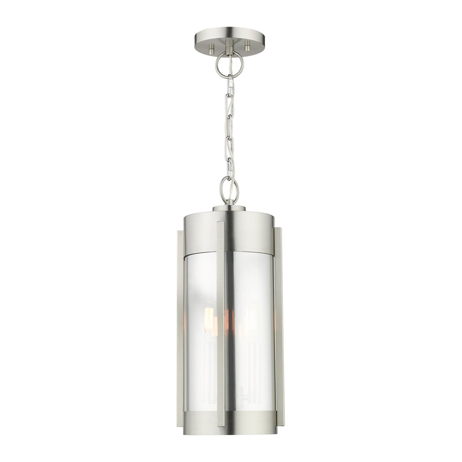 2 Light Brushed Nickel Outdoor Pendant Lantern by Livex Lighting