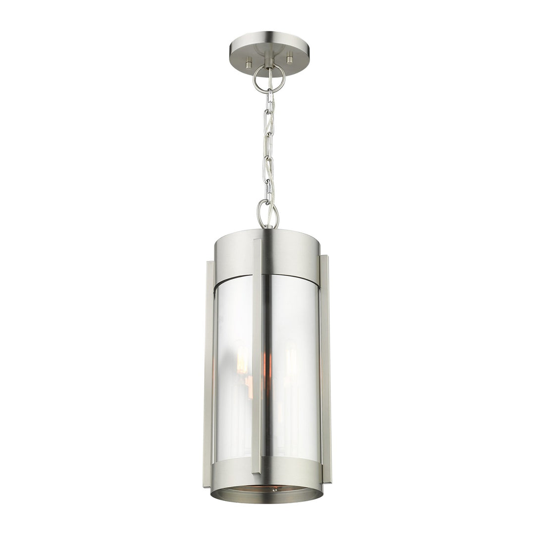 2 Light Brushed Nickel Outdoor Pendant Lantern