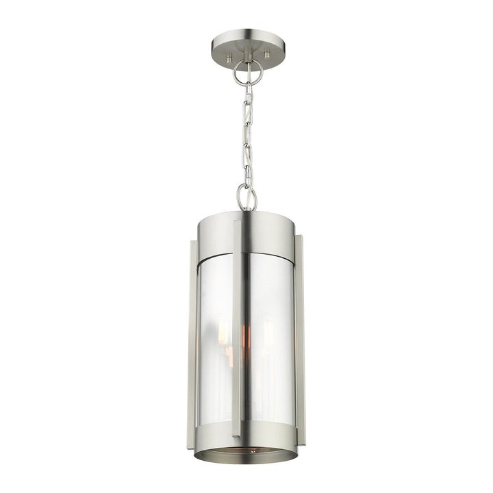 2 Light Brushed Nickel Outdoor Pendant Lantern