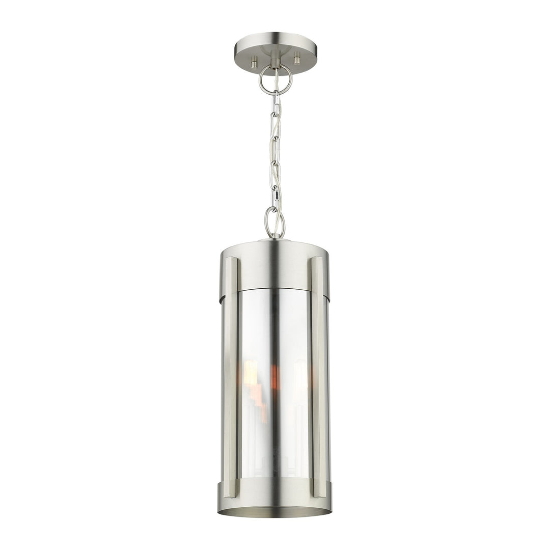 2 Light Brushed Nickel Outdoor Pendant Lantern