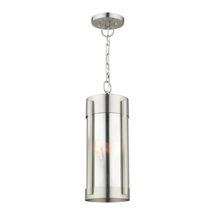 2 Light Brushed Nickel Outdoor Pendant Lantern