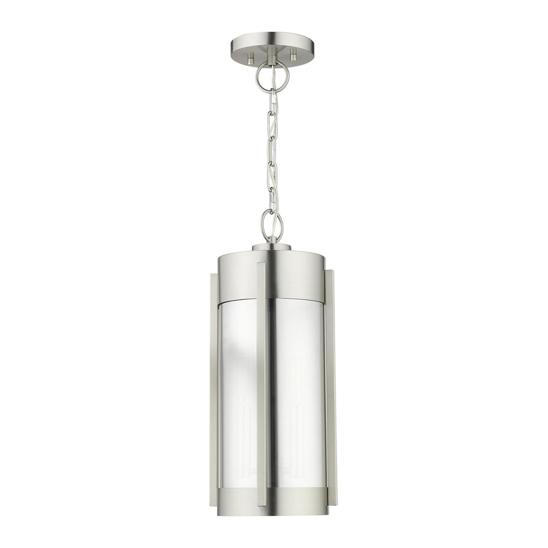 2 Light Brushed Nickel Outdoor Pendant Lantern
