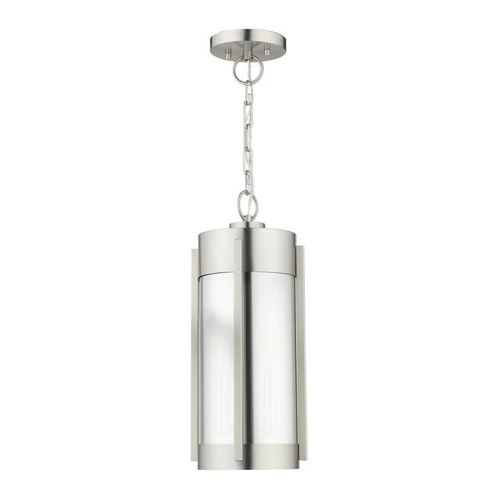 2 Light Brushed Nickel Outdoor Pendant Lantern