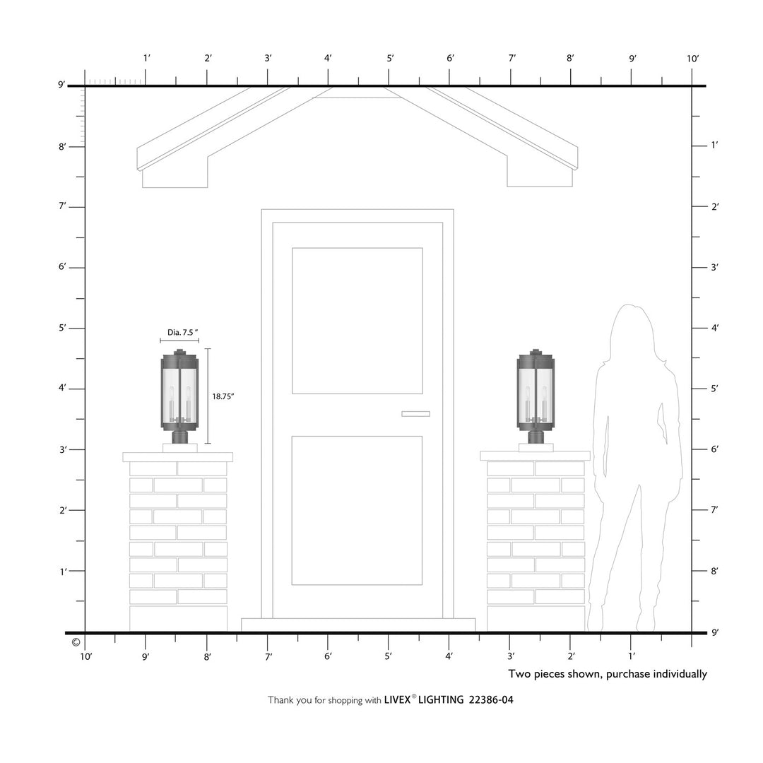 2 Light Black Outdoor Post Top Lantern