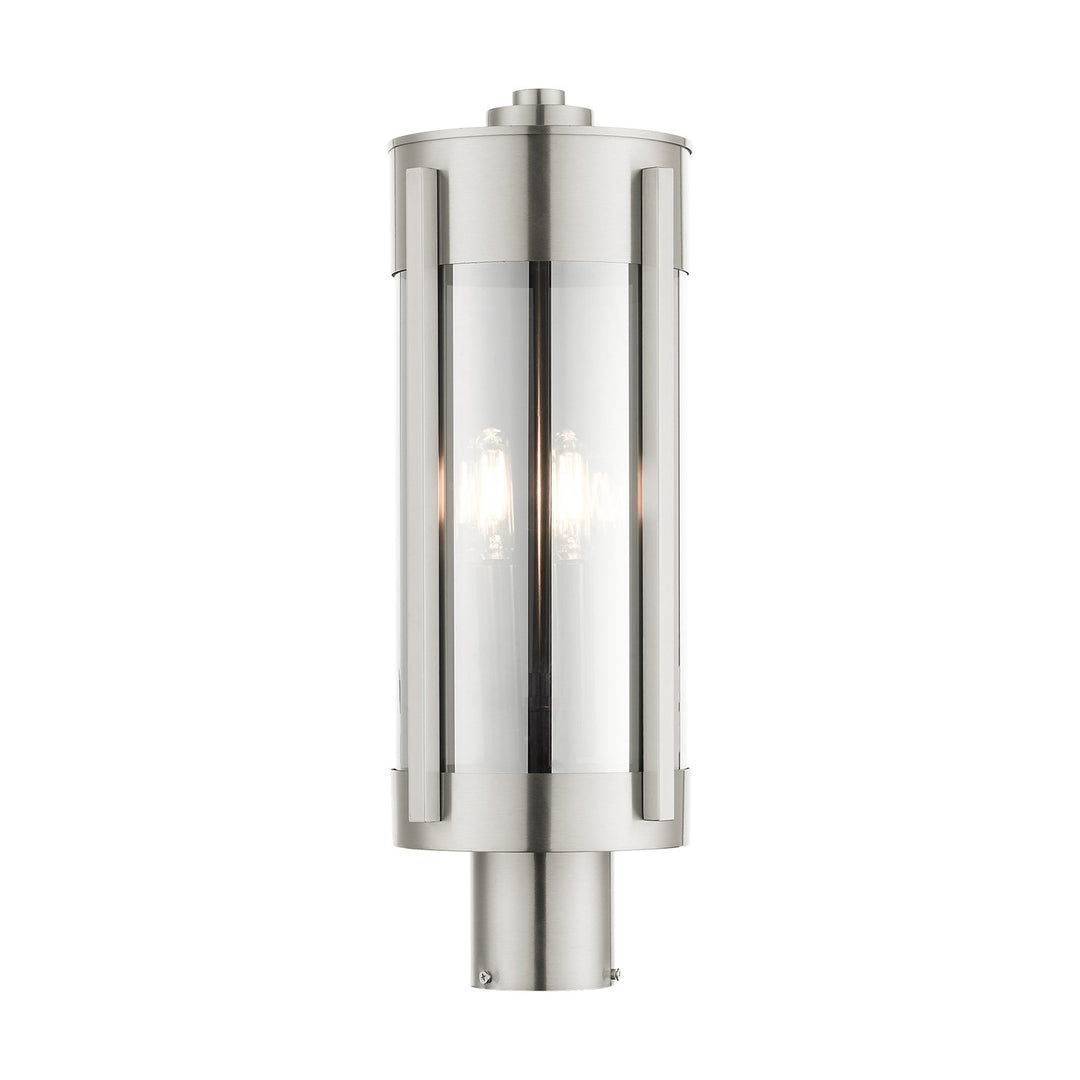 2 Light Brushed Nickel Outdoor Post Top Lantern