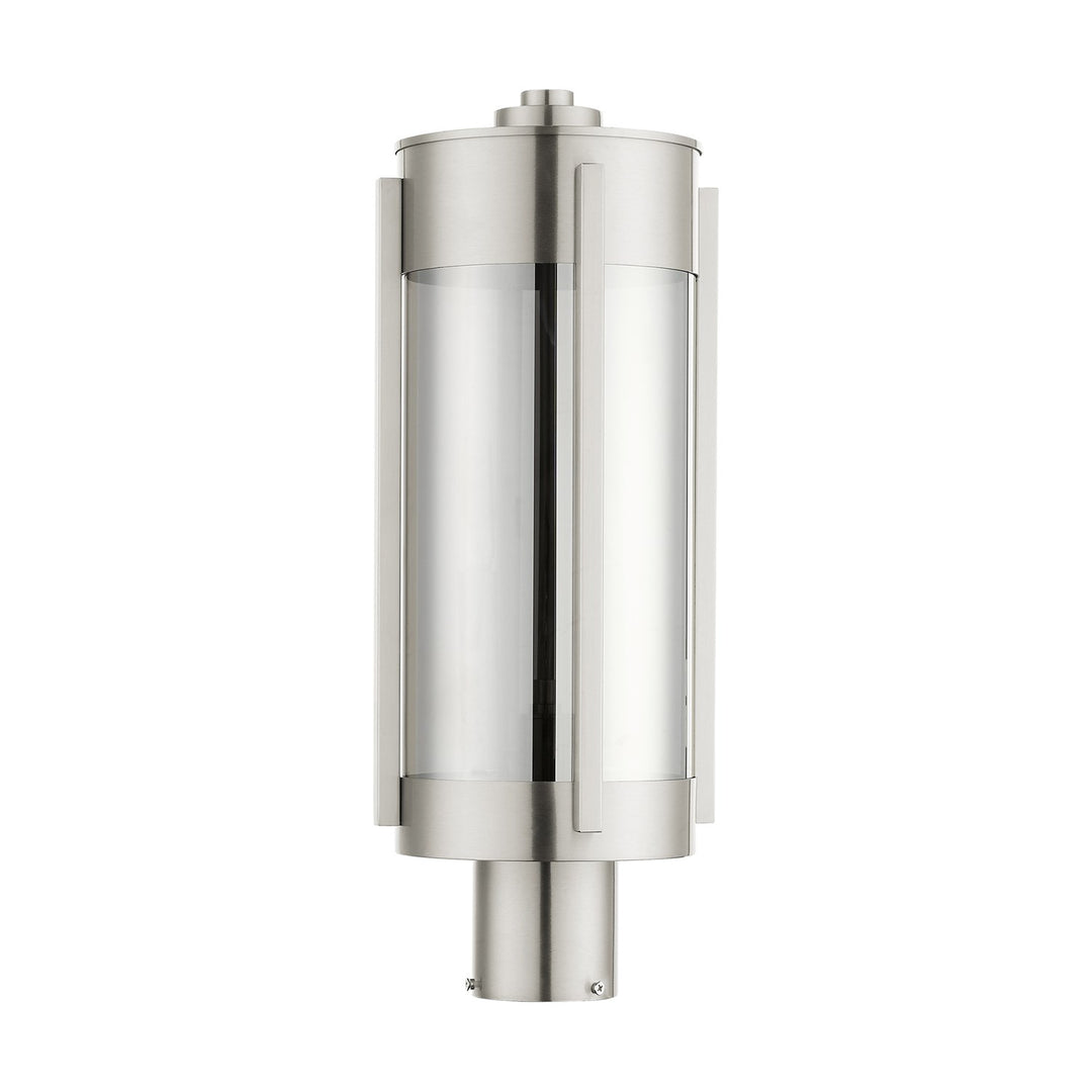 2 Light Brushed Nickel Outdoor Post Top Lantern