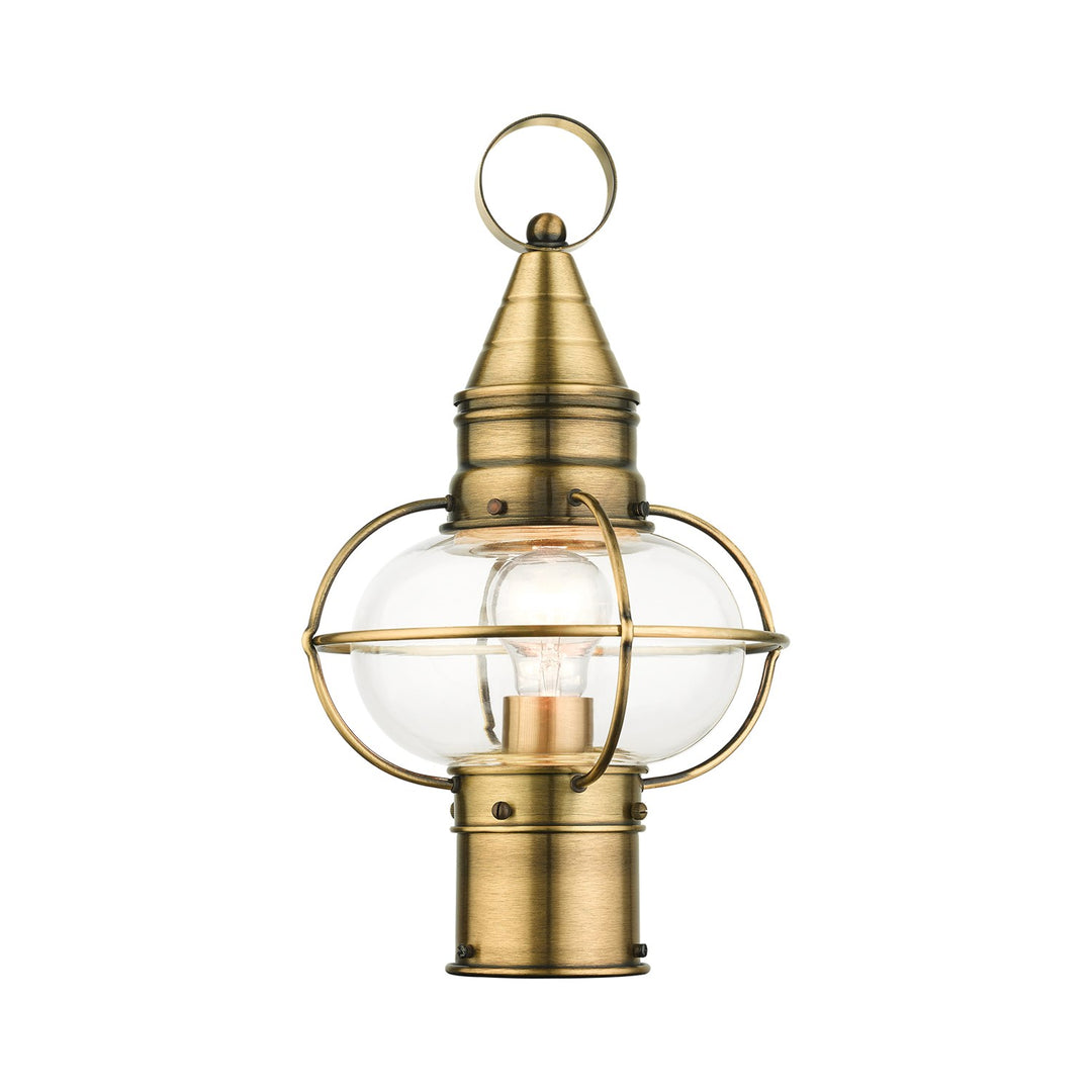 1 Light Antique Brass Outdoor Post Top Lantern by Livex Lighting