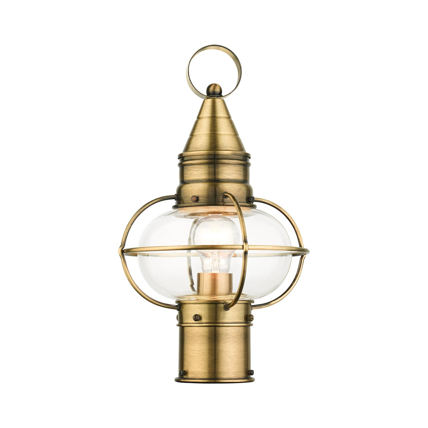 1 Light Antique Brass Outdoor Post Top Lantern by Livex Lighting