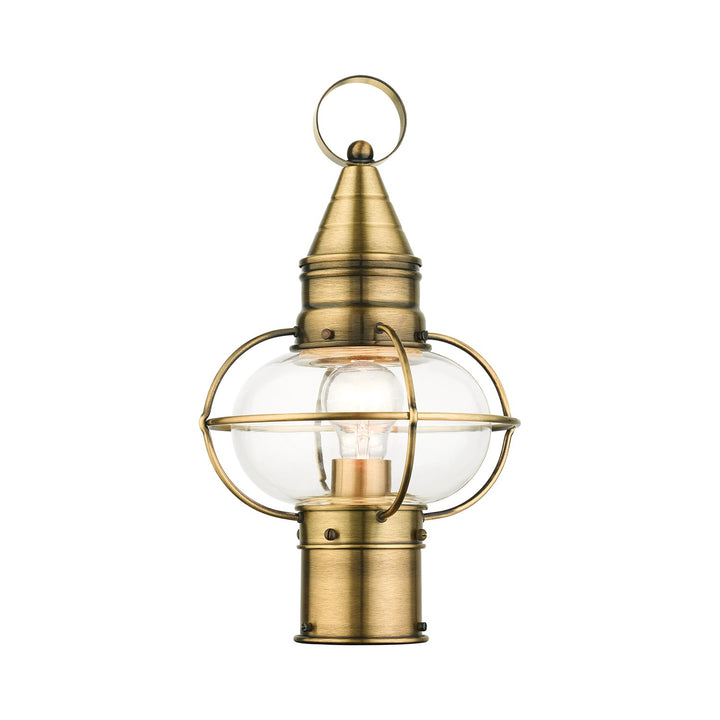 1 Light Antique Brass Outdoor Post Top Lantern by Livex Lighting